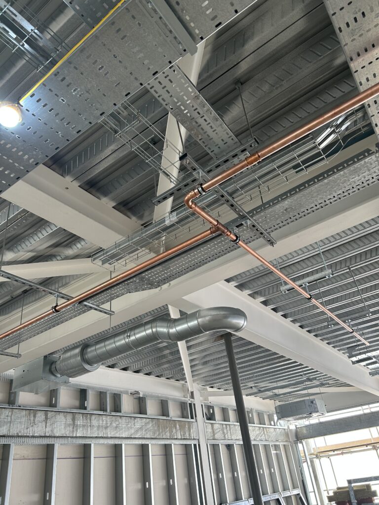 Cold water pipes in ceiling