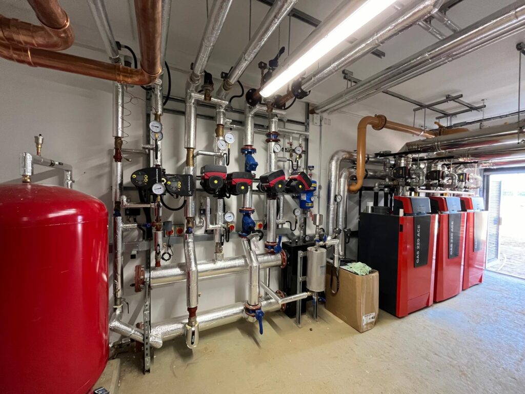 Plantroom including multiple commercial boilers